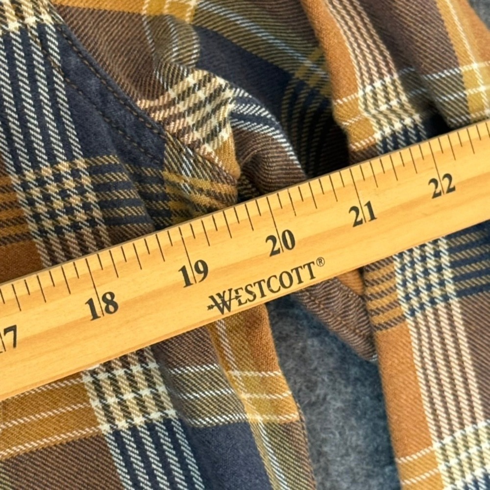 Wallace & Barnes Mens Classic Fit Plaid Flannel Shirt Orange Navy J6096 Small - Picture 9 of 11